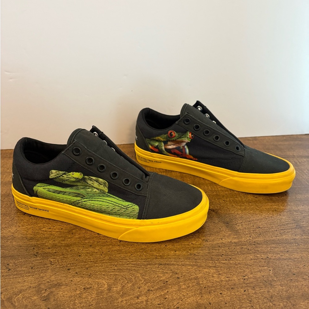 Vans NATIONAL GEOGRAPHIC SHOES men’s 5 black snake sloth frog wolf
